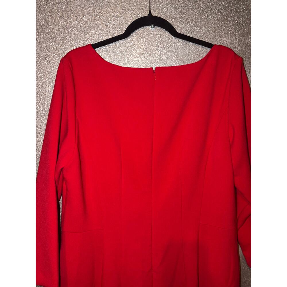 Ann Taylor Red V Neck Dress Side Pockets Women’s 16T Preppy Professional - Picture 9 of 9